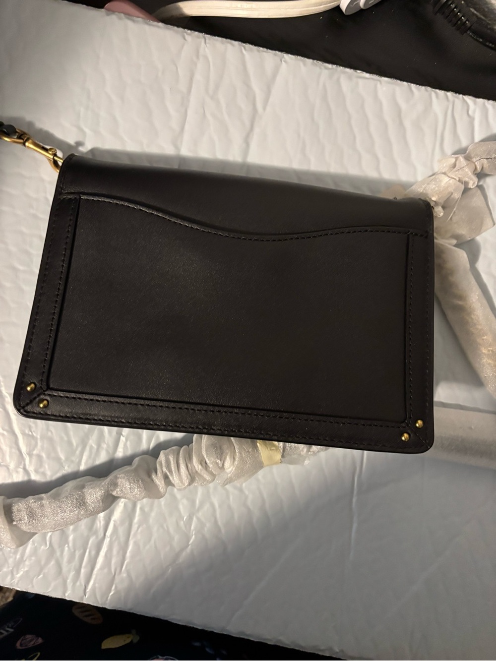 Coach Black Leather Crossbody with Gold-Tone Closure - Picture 4 of 5
